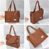 imageValleycomfy Corduroy Tote Bag for Women Travel Crossbody Bag Purse Women Shoulder Bags Work Handbags Everyday Hobo BagBrown