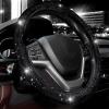 imageValleycomfy Steering Wheel Cover for Women Men Bling Bling Crystal Diamond Sparkling Car SUV Wheel Protector Universal Fit 15 Inch Black with Blue DiamondStandard Size14quot 1215quot 14Black with Black Diamond