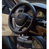 imageValleycomfy Steering Wheel Covers Universal 15 inch  Genuine Leather Breathable Anti Slip ampamp Odor Free Black with Black Lines M14quot 1215quot 14Black with Blue Lines