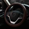imageValleycomfy Steering Wheel Covers Universal 15 inch  Genuine Leather Breathable Anti Slip ampamp Odor Free Black with Black Lines M14quot 1215quot 14Coffee