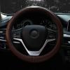 imageValleycomfy Steering Wheel Covers Universal 15 inch  Genuine Leather Breathable Anti Slip ampamp Odor Free Black with Red Lines M14quot 1215quot 14Coffee