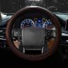 imageValleycomfy Steering Wheel Covers Universal 15 inch  Genuine Leather Breathable Anti Slip ampamp Odor Free Black with Red Lines M14quot 1215quot 14Coffee