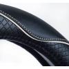 imageValleycomfy Steering Wheel Covers Universal 15 inch  Genuine Leather Breathable Anti Slip ampamp Odor Free Black with Red Lines M14quot 1215quot 14White Line