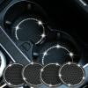 imageValleycomfy 4PCS Bling Car Coasters Universal Vehicle Bling Car Accessories 275 inch Silicone Anti Slip Crystal Rhinestone Cup Holder Coasters for Car BlackWhite
