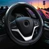 imageValleycomfy Steering Wheel Covers Universal 15 inch  Genuine Leather Breathable Anti Slip ampamp Odor Free Black with Black Lines M14quot 1215quot 14Black with Black Lines