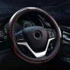 imageValleycomfy Steering Wheel Covers Universal 15 inch  Genuine Leather Breathable Anti Slip ampamp Odor Free Black with Red Lines M14quot 1215quot 14Black with Red Lines