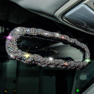 imageValleycomfy Bling Car Rear View Mirror Accessories Rhinestones Car Rear View Mirror Cover for Women Elastic Plush Car Mirror Accessories Bling Car Accessories for Women Colorful