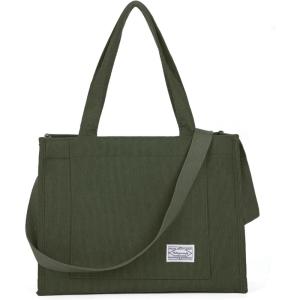 imageValleycomfy Corduroy Tote Bag for Women Travel Crossbody Bag Purse Women Shoulder Bags Work Handbags Everyday Hobo BagDark Green