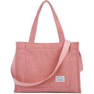 imageValleycomfy Corduroy Tote Bag for Women Travel Crossbody Bag Purse Women Shoulder Bags Work Handbags Everyday Hobo BagDark Pink