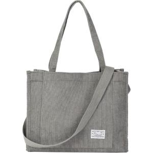 imageValleycomfy Corduroy Tote Bag for Women Travel Crossbody Bag Purse Women Shoulder Bags Work Handbags Everyday Hobo BagGray