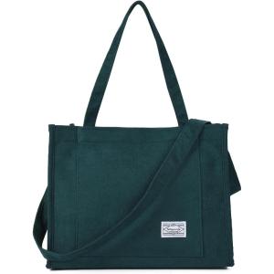 imageValleycomfy Corduroy Tote Bag for Women Travel Crossbody Bag Purse Women Shoulder Bags Work Handbags Everyday Hobo BagGreen