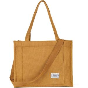 imageValleycomfy Corduroy Tote Bag for Women Travel Crossbody Bag Purse Women Shoulder Bags Work Handbags Everyday Hobo BagKhaki