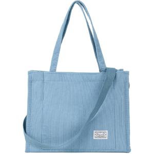 imageValleycomfy Corduroy Tote Bag for Women Travel Crossbody Bag Purse Women Shoulder Bags Work Handbags Everyday Hobo BagLight Blue