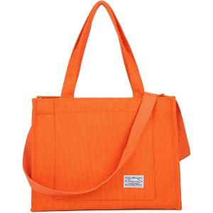 imageValleycomfy Corduroy Tote Bag for Women Travel Crossbody Bag Purse Women Shoulder Bags Work Handbags Everyday Hobo BagOrange