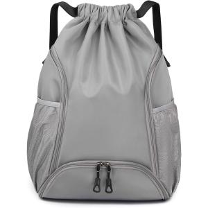 imageValleycomfy Drawstring Backpack with Wet PocketWaterproof Drawstring BagGym Backpack for BeachPoolSwim and TravelPurpleGrey