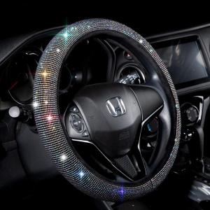 imageValleycomfy Steering Wheel Cover for Women Men Bling Bling Crystal Diamond Sparkling Car SUV Wheel Protector Universal Fit 15 Inch Black with Blue DiamondStandard Size14quot 1215quot 14Black with Colorful Diamond