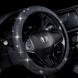 imageValleycomfy Steering Wheel Cover for Women Men Bling Bling Crystal Diamond Sparkling Car SUV Wheel Protector Universal Fit 15 Inch Black with Blue DiamondStandard Size14quot 1215quot 14Black with White Diamond