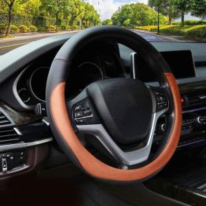 imageValleycomfy Steering Wheel Cover with Microfiber Leather for Car Truck SUV 15 inch PinkBrown