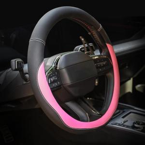 imageValleycomfy Steering Wheel Cover with Microfiber Leather for Car Truck SUV 15 inch PinkPink