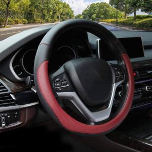 imageValleycomfy Steering Wheel Cover with Microfiber Leather for Car Truck SUV 15 inch PinkWine Red