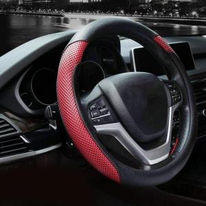 imageValleycomfy Steering Wheel Cover with Microfiber Leather for Car Truck SUV 15 inch PinkZRed