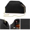 imageValleycomfy Beach ClutchWoven Clutch PursesCloud Dumpling Pouch PurseCrossbody BagsHollow Evening Bag for WomenBlack