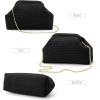 imageValleycomfy Beach ClutchWoven Clutch PursesCloud Dumpling Pouch PurseCrossbody BagsHollow Evening Bag for WomenBlack