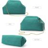 imageValleycomfy Beach ClutchWoven Clutch PursesCloud Dumpling Pouch PurseCrossbody BagsHollow Evening Bag for WomenEmerald Green