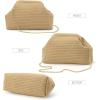 imageValleycomfy Beach ClutchWoven Clutch PursesCloud Dumpling Pouch PurseCrossbody BagsHollow Evening Bag for WomenKhaki