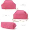 imageValleycomfy Beach ClutchWoven Clutch PursesCloud Dumpling Pouch PurseCrossbody BagsHollow Evening Bag for WomenPink