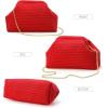 imageValleycomfy Beach ClutchWoven Clutch PursesCloud Dumpling Pouch PurseCrossbody BagsHollow Evening Bag for WomenRed