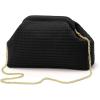 imageValleycomfy Beach ClutchWoven Clutch PursesCloud Dumpling Pouch PurseCrossbody BagsHollow Evening Bag for WomenBlack