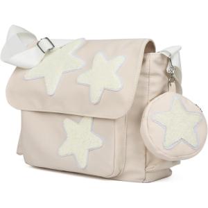 imageValleycomfy Messenger BagCanvas Messenger Bag with Star PurseCrossbody Bag for WomenBeige