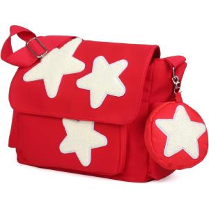 imageValleycomfy Messenger BagCanvas Messenger Bag with Star PurseCrossbody Bag for WomenRed