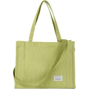 imageValleycomfy Corduroy Tote Bag for Women Travel Crossbody Bag Purse Women Shoulder Bags Work Handbags Everyday Hobo BagGrass Green