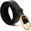 imageValleycomfy Womens Leather Suede Waist Belt for Casual Dress Jeans Ladies with Gold BuckleBlack