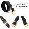 imageValleycomfy Womens Leather Suede Waist Belt for Casual Dress Jeans Ladies with Gold BuckleBlack
