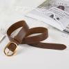 imageValleycomfy Womens Leather Suede Waist Belt for Casual Dress Jeans Ladies with Gold BuckleBrown