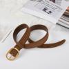 imageValleycomfy Womens Leather Suede Waist Belt for Casual Dress Jeans Ladies with Gold BuckleBrown