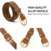imageValleycomfy Womens Leather Suede Waist Belt for Casual Dress Jeans Ladies with Gold BuckleCaramel