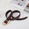 imageValleycomfy Womens Leather Suede Waist Belt for Casual Dress Jeans Ladies with Gold BuckleCoffee