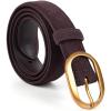 imageValleycomfy Womens Leather Suede Waist Belt for Casual Dress Jeans Ladies with Gold BuckleCoffee