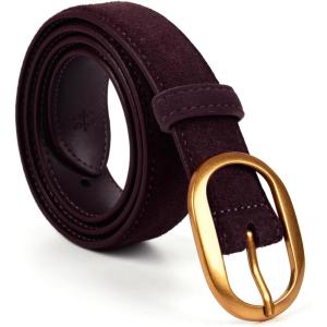 imageValleycomfy Womens Leather Suede Waist Belt for Casual Dress Jeans Ladies with Gold BuckleAncora Red